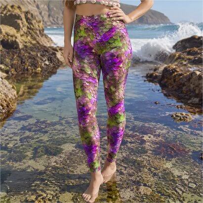 Pink and Green Fantasy Party Dragon Scales Costume Leggings