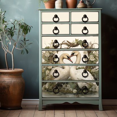 Elegant Swans Vintage Floral Victorian Boho Tissue Paper