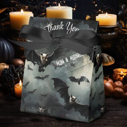 Enchanting Flying Vampire Bats Gothic Wedding Tent Favor Box