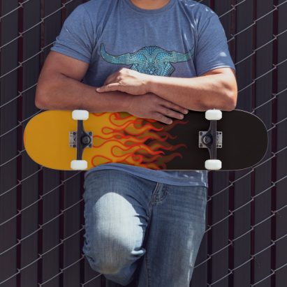 Double Flames Hot Rod Custom Paint Art Style Flames Skateboard Deck