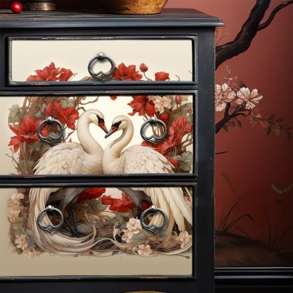 Swans In Love Romantic Bohemian Vintage Boho Tissue Paper