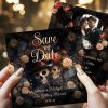 Personalised Downloadable Kissing Skeletons Gothic Save The Date Card