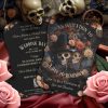Downloadable Kissing Skeletons RSVP Gothic Wedding Invitation