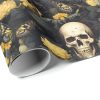Floral Macabre and Romantic Skulls and Marigolds Wrapping Paper