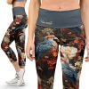 Personalised Vintage Parrot Print Floral Yoga Capri Leggings