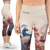 Shabby Chic Vintage Victorian Peacock Yoga Capri Leggings