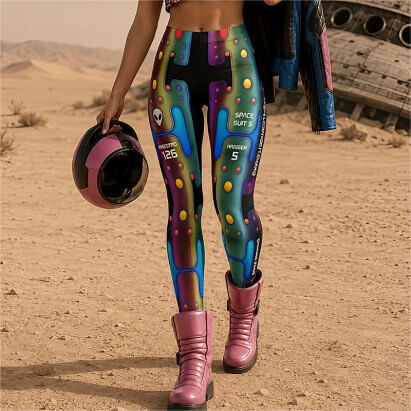 Multicoloured Metallic Mechanical Android Robot Leggings