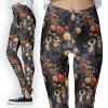 Vintage Gothic Lovers Floral Romantic Kissing Skulls Skeleton Leggings