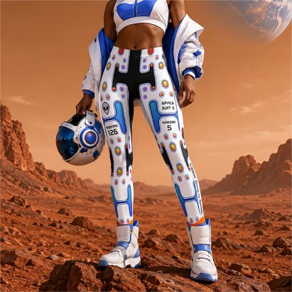 White Astronaut Spaceflight Program Space Girl Android Robot Leggings