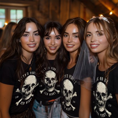 Alternative view of Personalised Skull Crossbones Retro Vintage Pirate Hen Night | Boyfriend T-Shirt