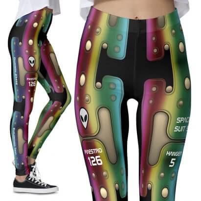 Multicolored Rainbow Metal Space Girl Grungy Robot Leggings
