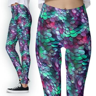 Fantasy Dragon Scales Fantasy Mermaid Costume Party Leggings