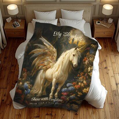 Vintage Pink And Cream Fairytale Pegasus Nursery Fleece Blanket