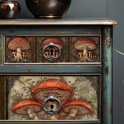 Whimsical Red Mushroom Nature Folk Art Tissue Paper