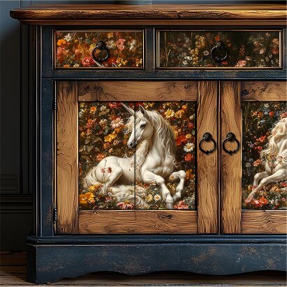 White Unicorn Floral Meadow Fantasy Art Fairytale Tissue Paper