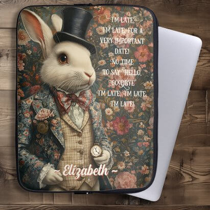 Alice in Wonderland Vintage White Rabbit Laptop Sleeve
