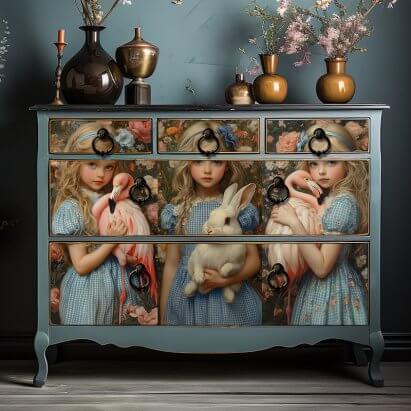 Alice in Wonderland White Rabbit and Flamingo Tissue Paper