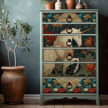 Vintage William Morris Inspired Unicorn Floral Tissue Paper