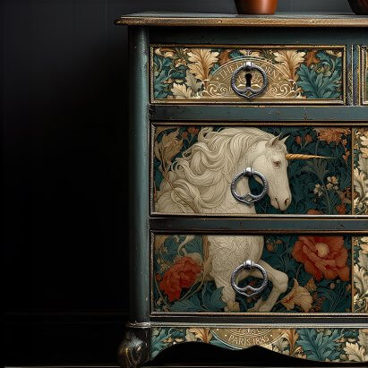 Vintage William Morris Style Unicorn Floral Tissue Paper