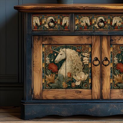 Medieval Floral William Morris Style Unicorn Tissue Paper