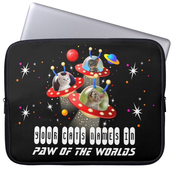 Your 3 Cats in a UFO Sci Fi Film Laptop Sleeve