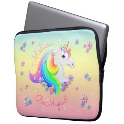 Alternative view of Fabulous Be Magical Rainbow Unicorn Laptop Sleeve