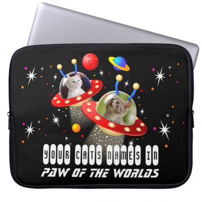 Put Your 2 Cats in UFOs Sci Fi Scene Laptop Sleeve