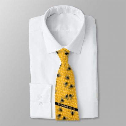 Yellow Honeycomb Bumble Honey Bees Beehive Mens Tie