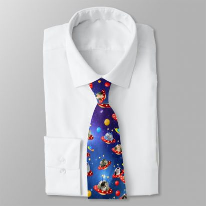 Cosmic Kittens in Alien Spaceship UFO Sci-fi Scene Mens Tie