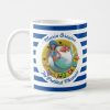 Personalised Mermaid Tail Nautical Blue Striped Coffee Mug