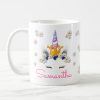 Personalised Regal Unicorn Princess Crown & Daisies Mug
