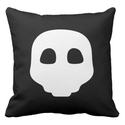 White Skater Skull Gothic Alternative Catacomb Emoji Cushion