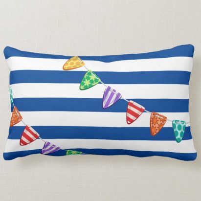 Alternative view of Striped Surfer Camper Van Family Holiday Beach Lumbar Cushion