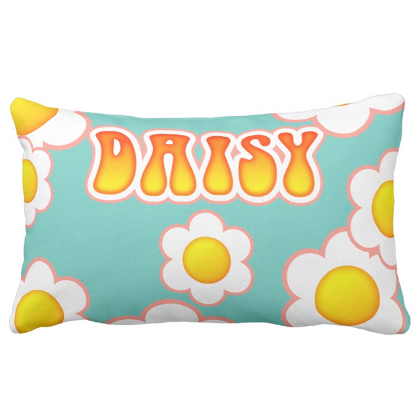 Daisy Pretty 70s Retro Flower Design Lumbar Cushion
