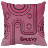 Groovy Retro 1960s Linear Design Pink and Black Cushion