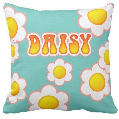 Daisy Pretty 70s Retro Flower Design Cushion