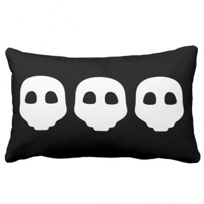 White Skater Skulls Gothic Catacomb Emoji Lumbar Cushion
