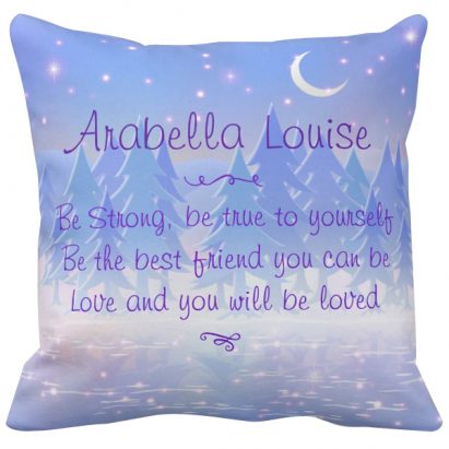 Alternative view of Midnight Unicorn Forest Princess Frozen Ice Scene Cushion