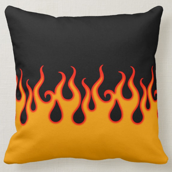 Red Devil Psychobilly Custom Hot Rod Flames Cushion - Image 2