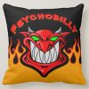 Red Devil Psychobilly Custom Hot Rod Flames Cushion
