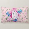 Unicorn Lumbar Cushion with Butterflies and Daisies