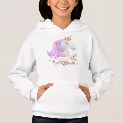 Girls Personalised Princess Unicorn Hoodie