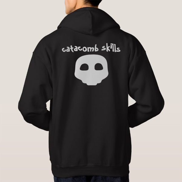 White Skater Skull Gothic Alternative Catacomb Emoji Hoodie - Image 2