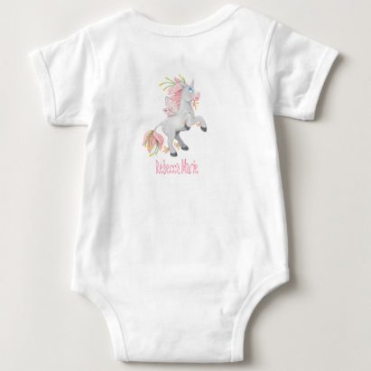 Alternative view of Personalised Pink Fairy Flower Unicorn Personalised Baby Bodysuit