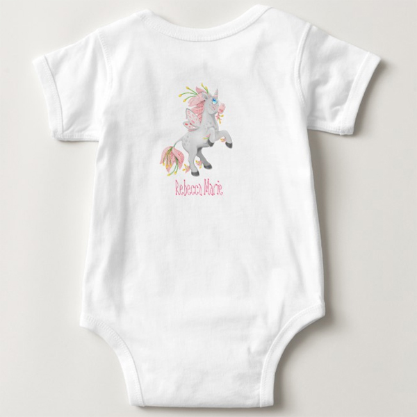 Personalised Pink Fairy Flower Unicorn Personalised Baby Bodysuit - Image 2