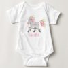 Personalised Pink Fairy Flower Unicorn Personalised Baby Bodysuit