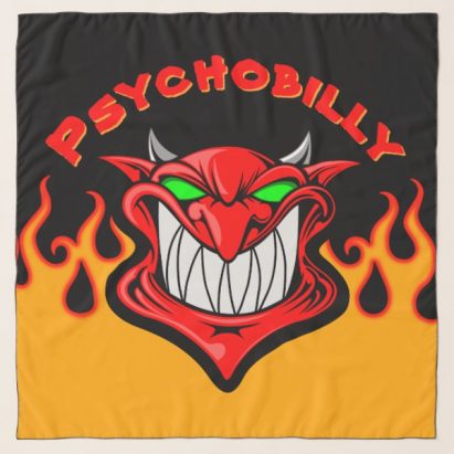 Red Devil Psychobilly Custom Hot Rod Flames Scarf