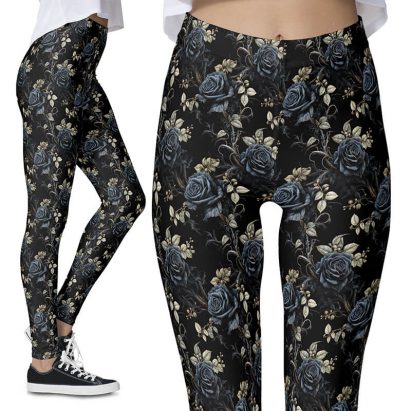 Dark Romantic Black Roses Fantasy Vintage Gothic Leggings