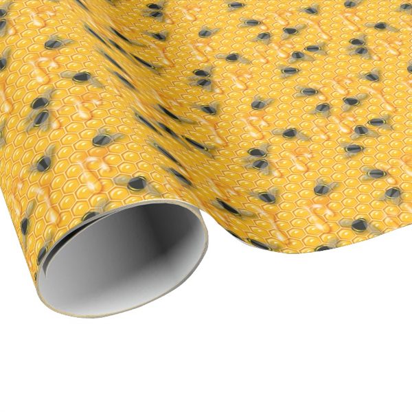 Yellow Bees on a Drippy Honeycomb Wrapping Paper