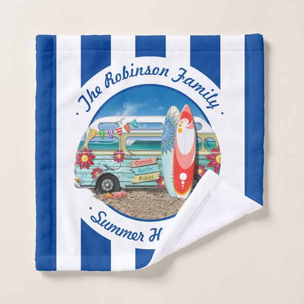 Nautical Summer Beach Surfer Camper Van Bath Towel Set - Image 4